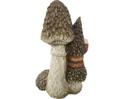 Nain de jardin avec champignon et arbre, fabriqué en pierre artificielle