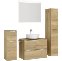 Badezimmer-Set mit Waschtischunterschrank, Waschbecken, Spiegelschrank und Hochschränken
