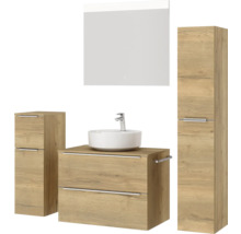 Badezimmerset mit Waschtisch, Waschbecken, Spiegelschrank und Hochschrank