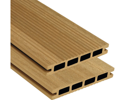 Échantillon de lame de terrasse Konsta en bois composite Nativo ECO alvéolé revêtue 23x145x4000 mm chêne marron clair