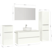 Badmöbel-Set NOBILIA Programm 3 BxHxT 230 x 169,1 x 48,7 cm Frontfarbe weiß hochglanz mit Aufsatz-Waschtisch weiß und Spiegel mit LED-Beleuchtung Midischrank Unterschrank Griffleiste chrom matt 522