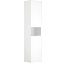 Armoire haute de salle de bains blanche avec compartiment ouvert