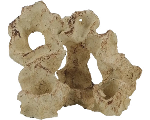 Aquariumdeko aquaroche Arch handmodeliert, wasserneutral, leicht, porös, Keramik 22 x 13 cm creme braun