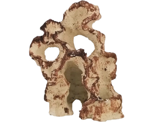 Décoration d'aquarium aquaroche High Grottoe modelé à la main, neutre dans l'eau, léger, poreux, céramique 14 x 8 cm marron crème