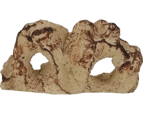 Aquariumdeko aquaroche Central Rock S handmodeliert, wasserneutral, leicht, porös, Keramik 17 x 7 cm creme braun