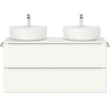 Meuble sous-lavabo avec deux lavabos et robinets