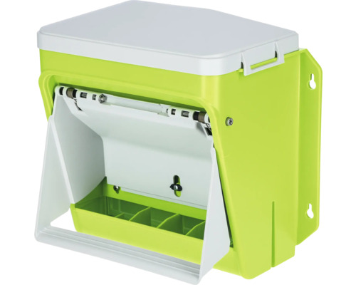 Distributeur automatique de nourriture KERBL Smart Coop distributeur automatique de nourriture avec trémie à pédale pour env. 7,5 kg, 10 l de nourriture pour oiseaux, nourriture pour volaille vert blanc