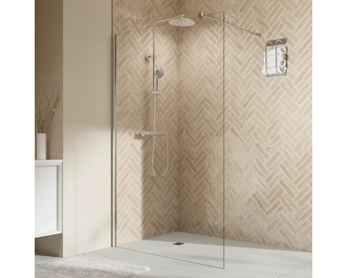 Paroi de douche à l'italienne BREUER Elana 2.0 90 x 200 cm profilé arrondi chrome verre transparent réversible