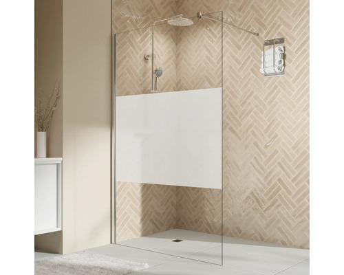 Paroi de douche à l'italienne BREUER Elana 2.0 80 x 200 cm profilé arrondi chrome décor de vitre Intima réversible