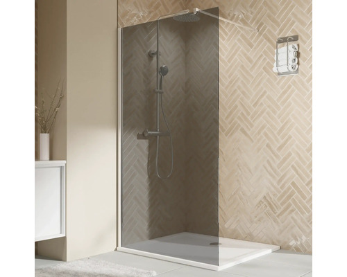Paroi de douche à l'italienne BREUER Elana 2.0 90 x 200 cm profilé carré chrome décor de vitre gris réversible