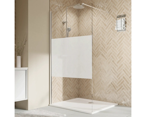 Paroi de douche à l'italienne BREUER Elana 2.0 140 x 200 cm profilé carré chrome décor de vitre Intima réversible