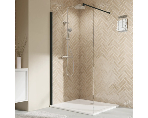 Paroi de douche à l'italienne BREUER Elana 2.0 100 x 200 cm profilé carré noir verre transparent réversible