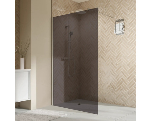 Paroi de douche à l'italienne BREUER Elana 2.0 80 x 200 cm profilé arrondi chrome décor de vitre gris réversible
