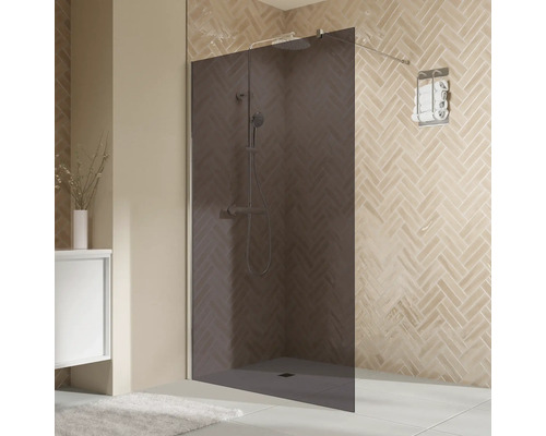 Paroi de douche à l'italienne BREUER Elana 2.0 100 x 200 cm profilé arrondi chrome décor de vitre gris réversible