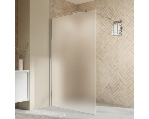 Paroi de douche à l'italienne BREUER Elana 2.0 80 x 200 cm profilé arrondi chrome décor de vitre satiné réversible