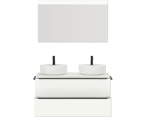 Doppelwaschtisch mit Spiegel und Aufsatzwaschbecken für das Badezimmer