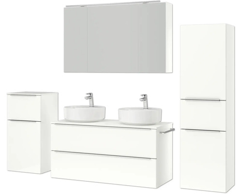 Ensemble de meubles de salle de bains avec lavabo, meuble sous-vasque, armoire de toilette et armoire haute