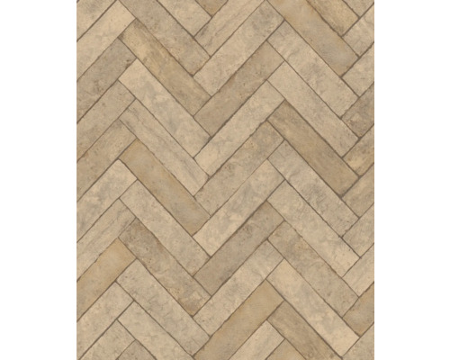 Papier peint intissé 499131 Factory V briques marron Papier peint avec motif de briques en chevrons