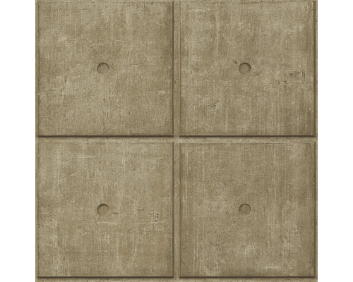 Papier peint intissé 499445 Factory V carrelage bronze Papier peint avec motif de dalles en béton