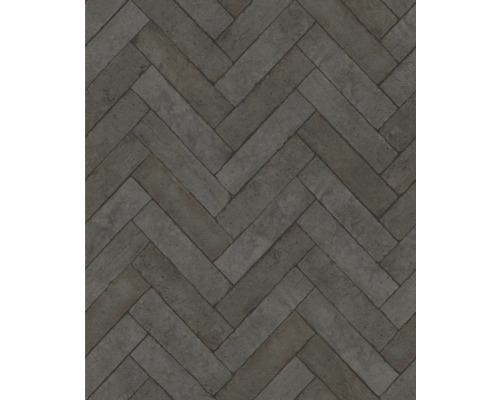 Papier peint intissé 499162 Factory V briques noir Papier peint à motif de chevrons