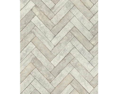 Papier peint intissé 499124 Factory V briques gris Papier peint avec motif de briques en chevrons