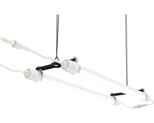 Doppelte LED Röhrenleuchte mit Aufhängung und Kabeln