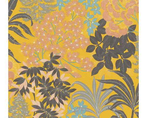 Papier peint intissé 39128-3 Metropolitan Stories 3 floral jaune Papier peint à motif de plantes
