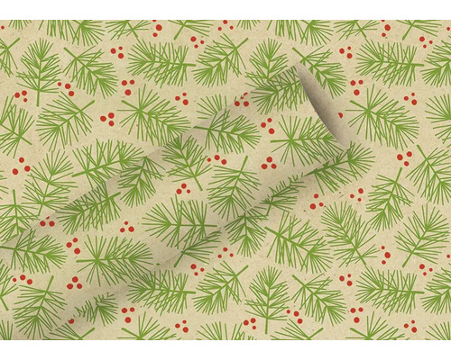 Papier cadeau branche de Noël pistache Papier cadeau branche de Noël pistache
