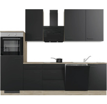 Cuisine complète Flex Well avec appareils Capri 280 cm noir mat démontée variante réversible 00012602