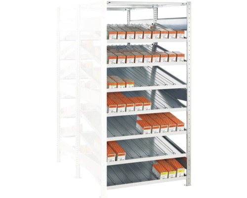 Rayonnage Kanban étagère d'extension Schulte MULTIplus150 zingué des deux côtés 2000x1000x(2x500) mm 16 tablettes capacité de charge 1300 kg