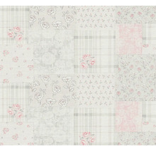 Tapete mit Patchworkmuster aus Blumen und Karos