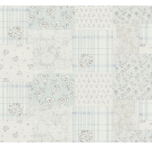 Papier peint intissé 39066-4 Maison Charme Retro Patchwork bleu clair