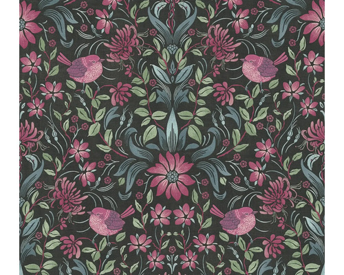 Papier peint intissé 39075-1 Maison Charme maison de campagne fleurs noir rose vif Papier peint intissé 39075-1 Maison Charme maison de campagne fleurs noir rose vif