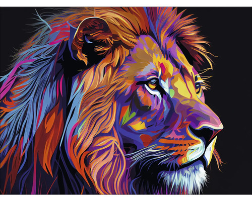 Tableau sur toile Colorful Lion Head V 116x84 cm