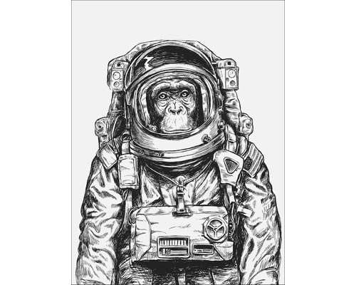 Leinwandbild First Astronaut II 84x116 cm Illustration eines Schimpansen in einem Raumanzug