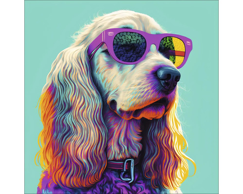 Leinwandbild Dog With Sunglasses II 27x27 cm