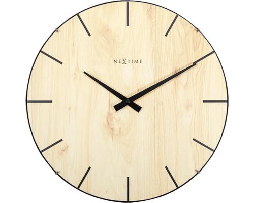 Wanduhr Edge-Wood-Dome Kunststoff hellbraun Ø 35 cm