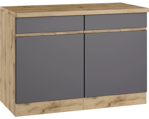 Meuble pour plaque de cuisson Held Möbel Sorrento 60 x 60 x 86 cm façade  chêne clair mat corps gris - HORNBACH Luxembourg