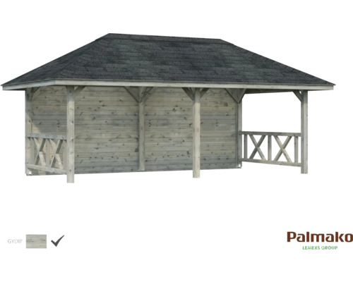 Pavillon Palmako Bianca 16,6 m² Set 2 588 x 300 cm imprégné par immersion gris