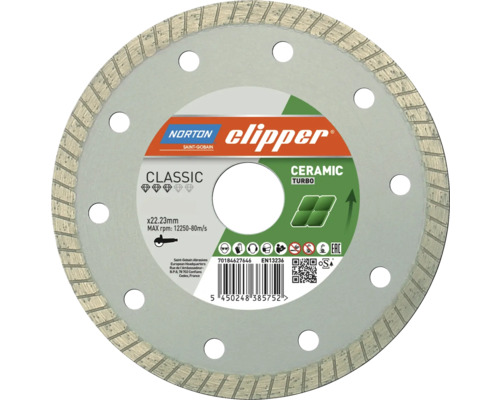 Disque diamanté Norton Clipper Classic Ceramic Turbo Ø 115x22,23 mm