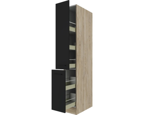 Küchenschrank mit Auszügen und schwarzer Tür