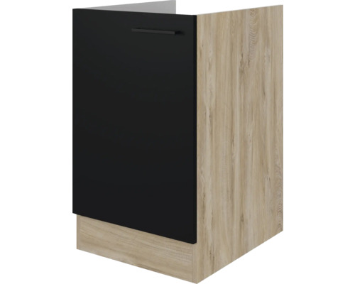 Meuble sous-évier Flex Well Capri 50 x 57 x 82 cm façade noir mat corps chêne sauvage