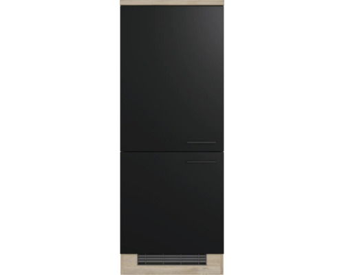 Schwarzer Waschtischunterschrank mit zwei Schubladen und Abluftgitter