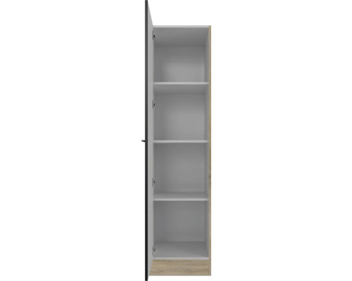 Armoire haute ouverte avec étagères