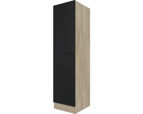 Armoire à provisions Flex Well Capri 50 x 57 x 200 cm façade noir mat corps chêne sauvage