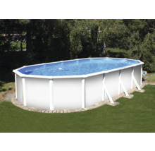Kit de piscine hors sol à paroi en acier Planet Pool Vision-Pool Classic Solo ovale 610x375x120 cm avec skimmer intégré blanc-thumb-1