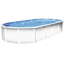 Kit de piscine hors sol à paroi en acier Planet Pool Vision-Pool Classic Solo ovale 610x375x120 cm avec skimmer intégré blanc-thumb-0