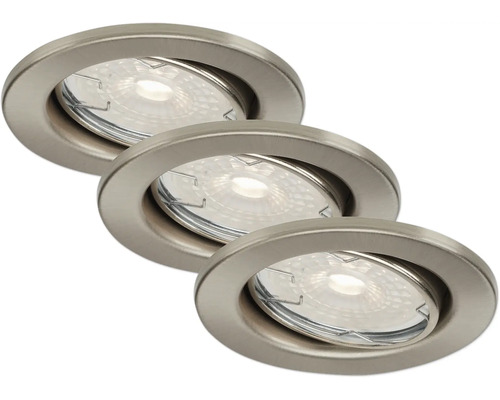 Drei Deckeneinbauspots mit gebürsteter Oberfläche