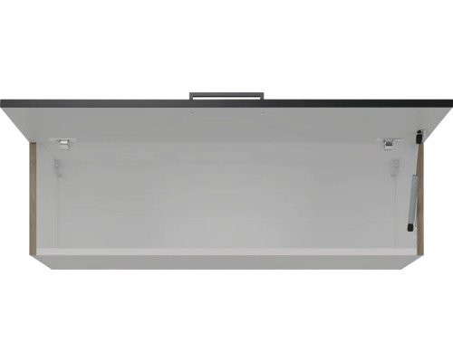 Élément haut ouvert avec intérieur et ferrures.