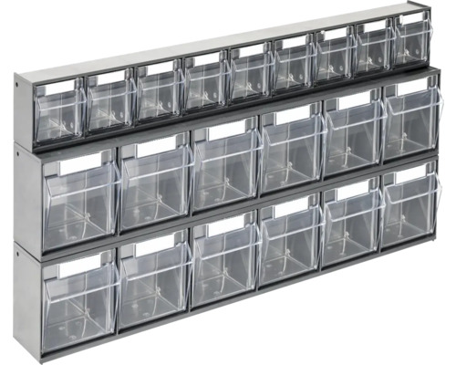 Casier à tiroirs transparent INDUSTRIAL set 6+6+9 compartiments 60 x 30,3 x 7,5 cm anthracite
